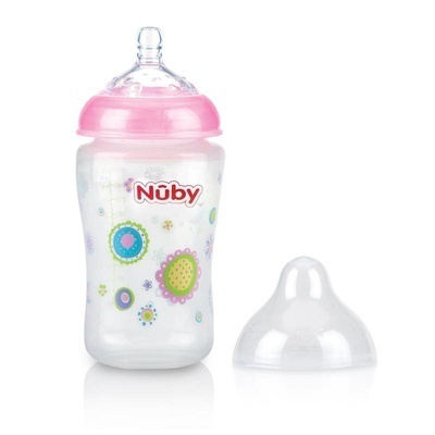 Nuby Pink Anti-Colic Wide Neck Bottle 3months+ 360ml RRP 7.99 CLEARANCE XL 2.99